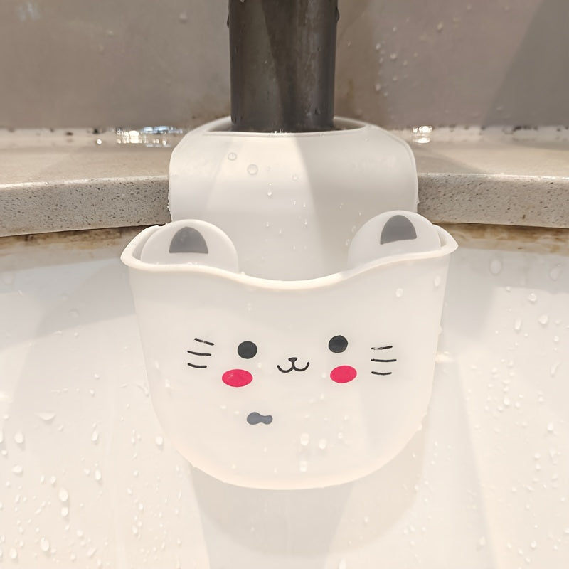 1pc Cute Cat Silicone Faucet Holder, Sponge Storage Rack with Drainage Holes for Bathroom and Kitchen Space Saver, Water Drainage Rack | Decorative Storage | Durable Sponge Holder, Bathroom Organizers And Storage