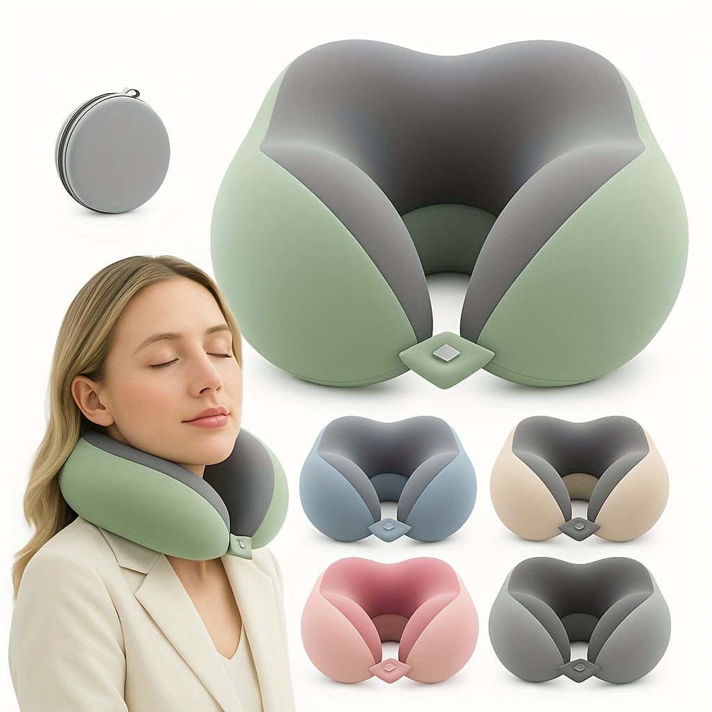 Ergonomic U-Shaped Neck Pillow with Storage Bag - Memory Foam Travel Pillow with Slow Rebound Technology, Machine Washable Cover, Lightweight & Portable for Airplane, Office, Home - for Neck & Head, Ideal for Napping, Reading, Videos - Available in