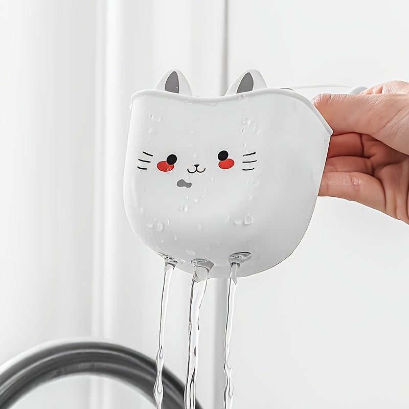 1pc Cute Cat Silicone Faucet Holder, Sponge Storage Rack with Drainage Holes for Bathroom and Kitchen Space Saver, Water Drainage Rack | Decorative Storage | Durable Sponge Holder, Bathroom Organizers And Storage